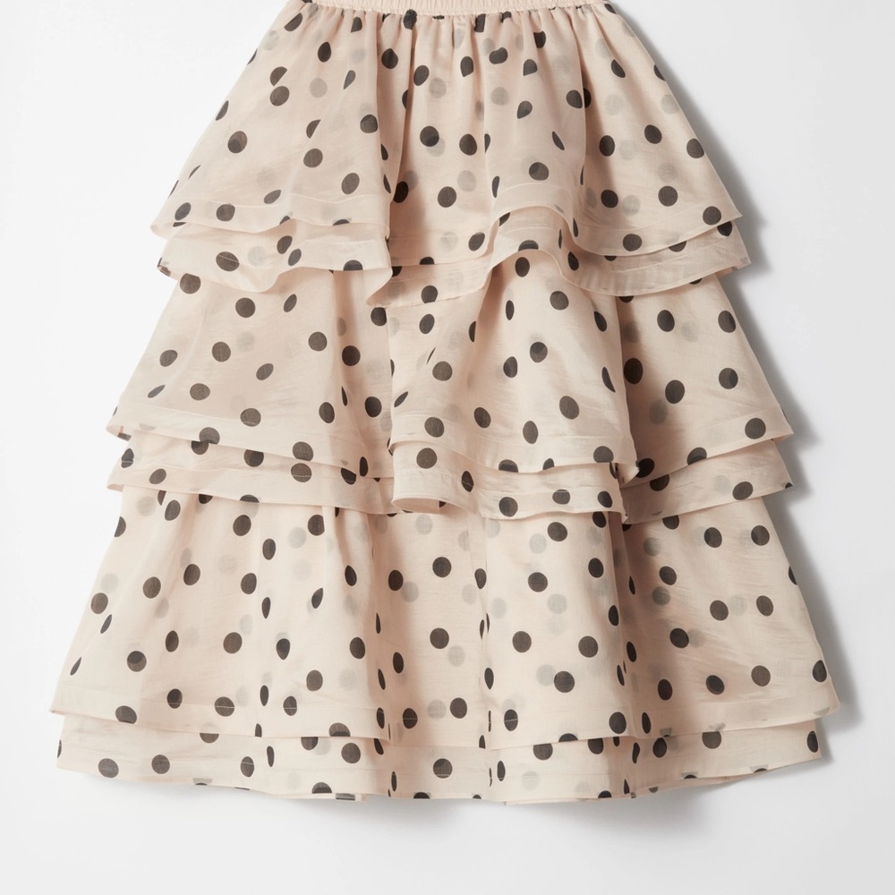 ISO ||| &Other Stories - Flounced Midi Skirt - Polka Dot Tiered Skirt